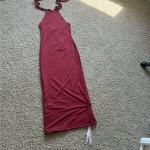 Missguided Burgundy Backless Dress